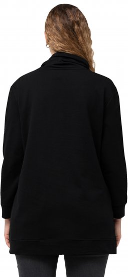 Ulla Popken GLOW Lettered Collared Sweatshirt Black - Puloveri & dukserice - 