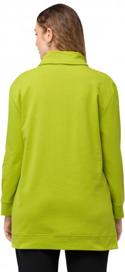 Ulla Popken GLOW Lettered Collared Sweatshirt Apple Green - Puloveri & dukserice - 