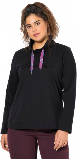 Ulla Popken Stand-Up Collar Long Sleeve Sweatshirt Black - Puloveri & dukserice - 