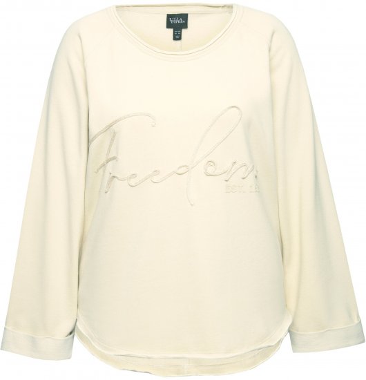 Ulla Popken Embroidered Freedom Rolled Edge Sweatshirt Sand - Puloveri & dukserice - 