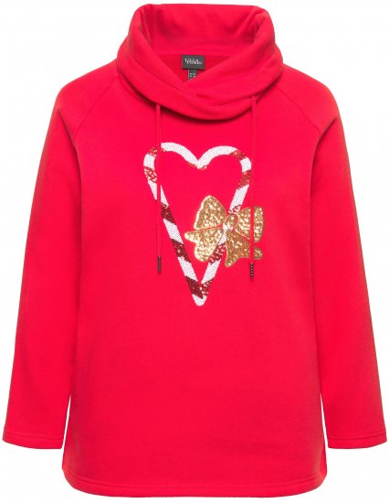 Ulla Popken Sparkling Candy Cane Graphic Sweatshirt Salsa - Puloveri & dukserice - 