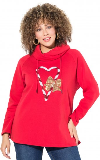 Ulla Popken Sparkling Candy Cane Graphic Sweatshirt Salsa - Puloveri & dukserice - 