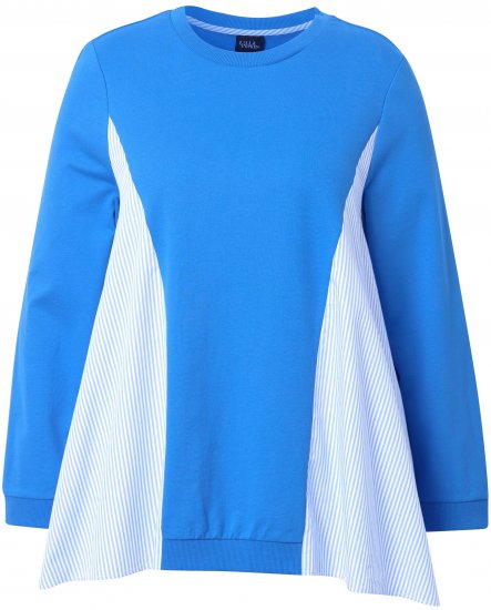 Ulla Popken Pinstripe Gore Long Sleeve Sweatshirt Peacock Blue - Puloveri & dukserice - 