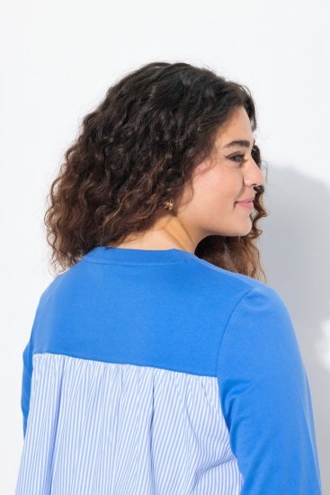 Ulla Popken Pinstripe Gore Long Sleeve Sweatshirt Peacock Blue - Puloveri & dukserice - Udobne dukserice, hoodice i pletenina