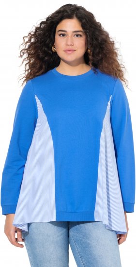 Ulla Popken Pinstripe Gore Long Sleeve Sweatshirt Peacock Blue - Puloveri & dukserice - 