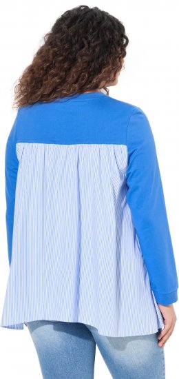Ulla Popken Pinstripe Gore Long Sleeve Sweatshirt Peacock Blue - Puloveri & dukserice - 