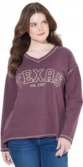 Ulla Popken Texas Contrast Stitching Sweatshirt Dark Ruby - Puloveri & dukserice - 