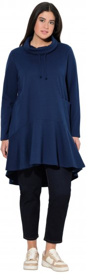 Ulla Popken Flounce Panel Long Sleeve Sweatshirt Dress Navy - Puloveri & dukserice - 