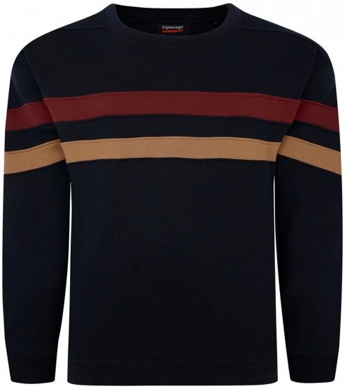 Espionage LW163 Striped Sweatshirt Navy - Puloveri & dukserice - Muške Puloveri & dukserice veliki brojevi