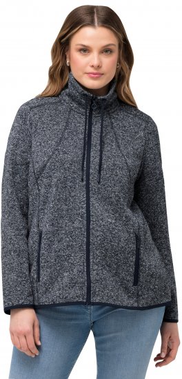Ulla Popken Heather Knit Fleece Jacket Navy - Puloveri & dukserice - 