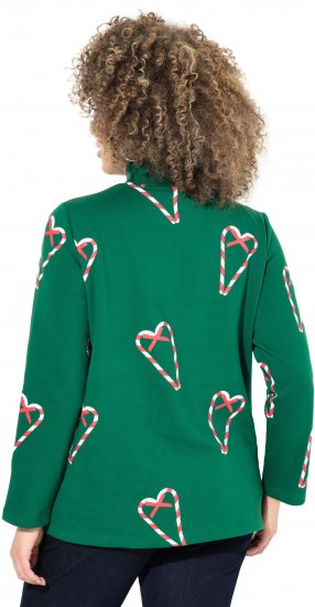 Ulla Popken Candy Cane Graphic Sweatshirt Meadow Green - Puloveri & dukserice - 