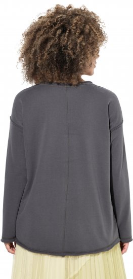 Ulla Popken Inspire Lettering V-Neck Sweatshirt Graphite Grey - Puloveri & dukserice - 