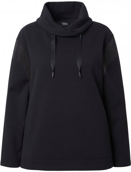 Ulla Popken Chain Fringe Smooth Fleece Sweatshirt Black - Puloveri & dukserice - 