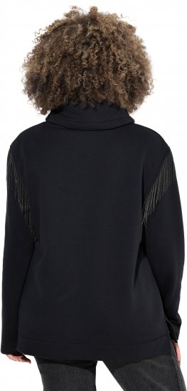 Ulla Popken Chain Fringe Smooth Fleece Sweatshirt Black - Puloveri & dukserice - 