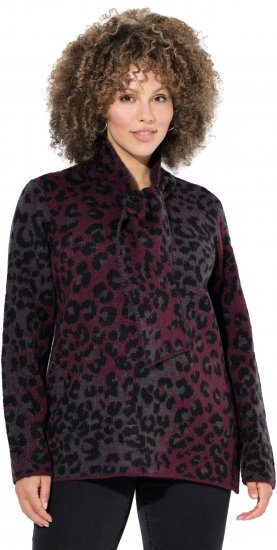 Ulla Popken Leopard Print Scarf Sweater Dark Wine Red - Puloveri & dukserice - 
