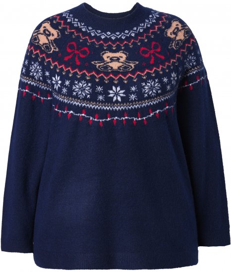Ulla Popken Norwegian Style Christmas Sweater Blue - Puloveri & dukserice - 