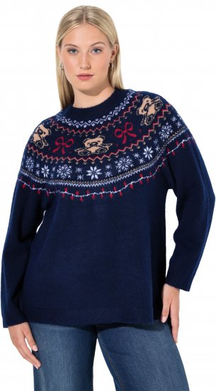 Ulla Popken Norwegian Style Christmas Sweater Blue - Puloveri & dukserice - 