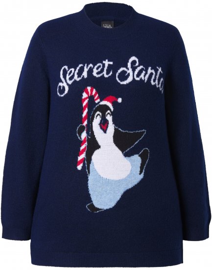 Ulla Popken Christmas Motif Classic Fit Sweater Navy - Puloveri & dukserice - 