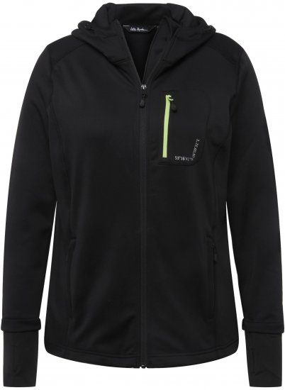 Ulla Popken HYPRAR Zip Front Hooded Stretch Sweatshirt Black - Puloveri & dukserice - 