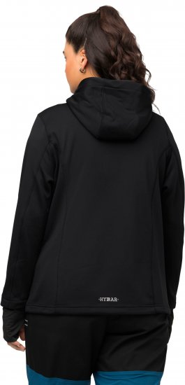 Ulla Popken HYPRAR Zip Front Hooded Stretch Sweatshirt Black - Puloveri & dukserice - 