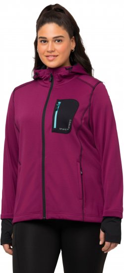 Ulla Popken HYPRAR Zip Front Hooded Stretch Sweatshirt Blackberry - Puloveri & dukserice - 