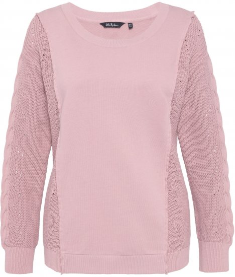 Ulla Popken Mixed Knit Patch Look Sweatshirt Old Pink - Puloveri & dukserice - 