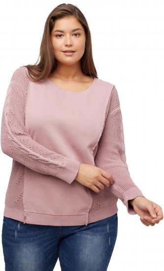Ulla Popken Mixed Knit Patch Look Sweatshirt Old Pink - Puloveri & dukserice - 
