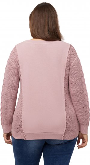 Ulla Popken Mixed Knit Patch Look Sweatshirt Old Pink - Puloveri & dukserice - 