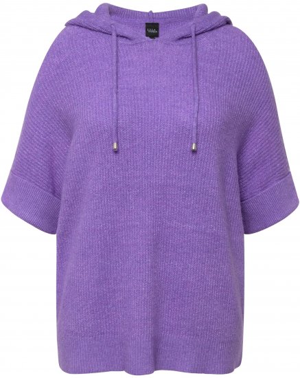 Ulla Popken Fuzzy Knit Short Sleeve Hoodie Pale Lilac - Puloveri & dukserice - 