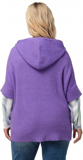 Ulla Popken Fuzzy Knit Short Sleeve Hoodie Pale Lilac - Puloveri & dukserice - 