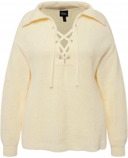 Ulla Popken Lace Up Sailor Collar Sweater Vanilla - Puloveri & dukserice - 