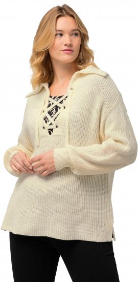 Ulla Popken Lace Up Sailor Collar Sweater Vanilla - Puloveri & dukserice - 