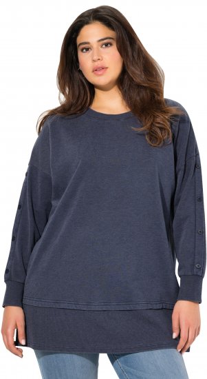 Ulla Popken Layered Look Button Sleeve Sweatshirt Navy - Puloveri & dukserice - 