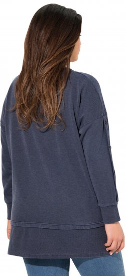 Ulla Popken Layered Look Button Sleeve Sweatshirt Navy - Puloveri & dukserice - 