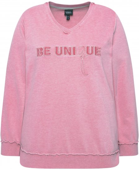 Ulla Popken Graphic BE UNIQUE Inverted Seam Sweatshirt Raspberry - Puloveri & dukserice - 