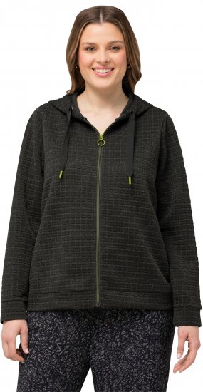 Ulla Popken Textured Metallic Knit Sweatshirt With Hood Graphite Grey - Puloveri & dukserice - 