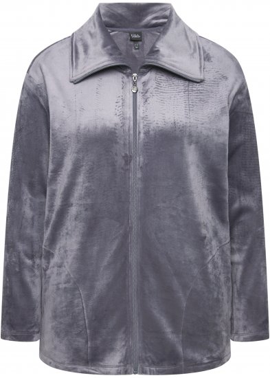 Ulla Popken Velour Loungewear Jacket Dark Grey - Puloveri & dukserice - 