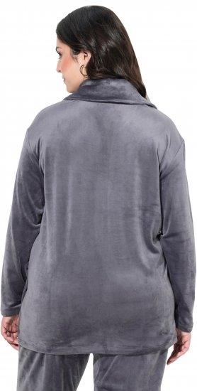 Ulla Popken Velour Loungewear Jacket Dark Grey - Puloveri & dukserice - 