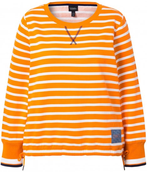 Ulla Popken Striped Drawstring Hem Sweatshirt Orange - Puloveri & dukserice - 