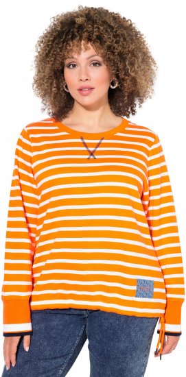 Ulla Popken Striped Drawstring Hem Sweatshirt Orange - Puloveri & dukserice - 