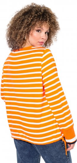 Ulla Popken Striped Drawstring Hem Sweatshirt Orange - Puloveri & dukserice - 