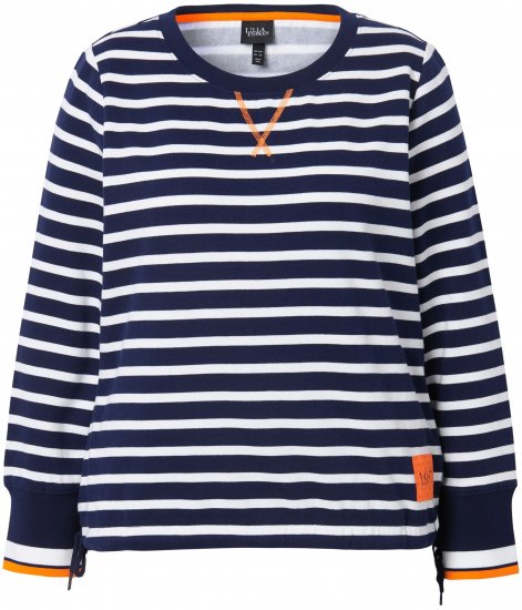 Ulla Popken Striped Drawstring Hem Sweatshirt Navy - Puloveri & dukserice - 
