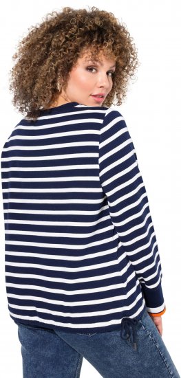 Ulla Popken Striped Drawstring Hem Sweatshirt Navy - Puloveri & dukserice - 