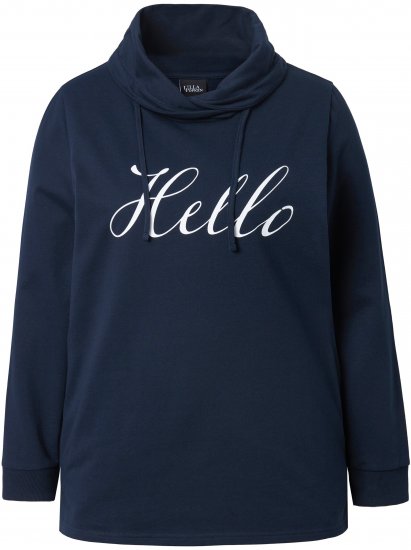 Ulla Popken HELLO Classic Fit Stand-Up Collar Sweatshirt Navy - Puloveri & dukserice - 
