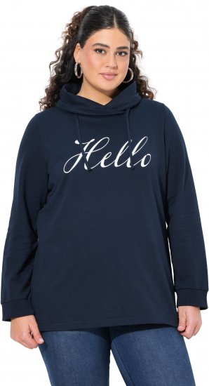 Ulla Popken HELLO Classic Fit Stand-Up Collar Sweatshirt Navy - Puloveri & dukserice - 