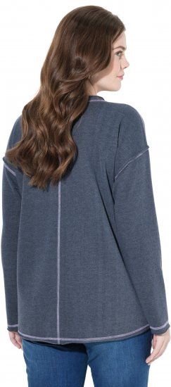Ulla Popken Houston Textured Lettering Sweatshirt Navy - Puloveri & dukserice - 