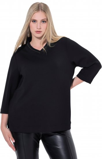 Ulla Popken Decorative Chain Collar Sweatshirt Black - Puloveri & dukserice - 