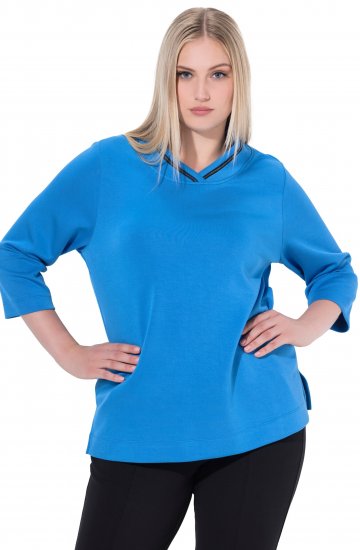 Ulla Popken Classic Fit with Side Slits 3/4 Sleeve Sweatshirt Royal Blue - Puloveri & dukserice - 