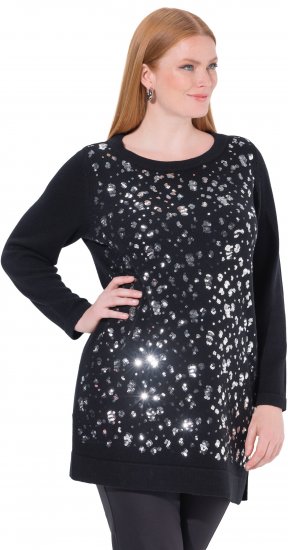 Ulla Popken Sequined Soft Fine Knit Sweater Black - Puloveri & dukserice - 