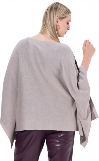 Ulla Popken Brushstroke Knit Poncho Beige - Puloveri & dukserice - 